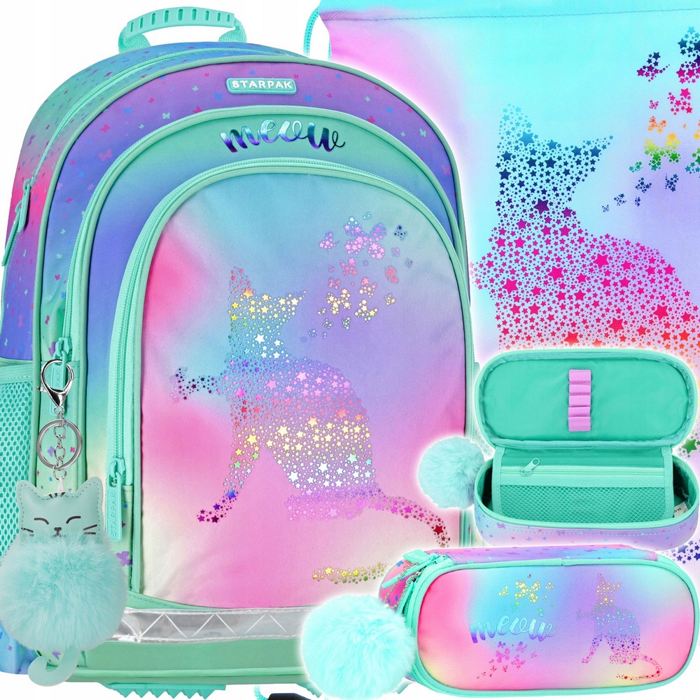 Školský set STARPAK Ombre Kitty: batoh, školský vak a puzdro